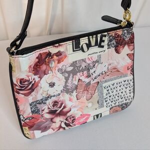 Betsey Johnson Floral Butterfly Love She Just Shines Bag / Pouch EUC